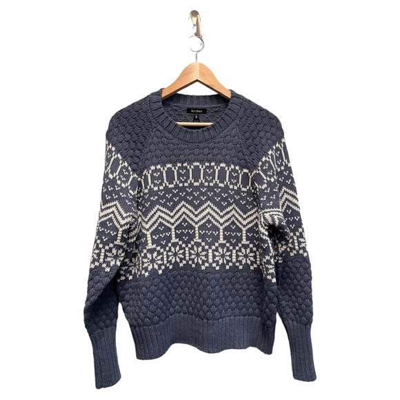 Alp N Rock Selena Fair Isle Sweater Chunky Heather Blue Oversize S NWT - Picture 1 of 5